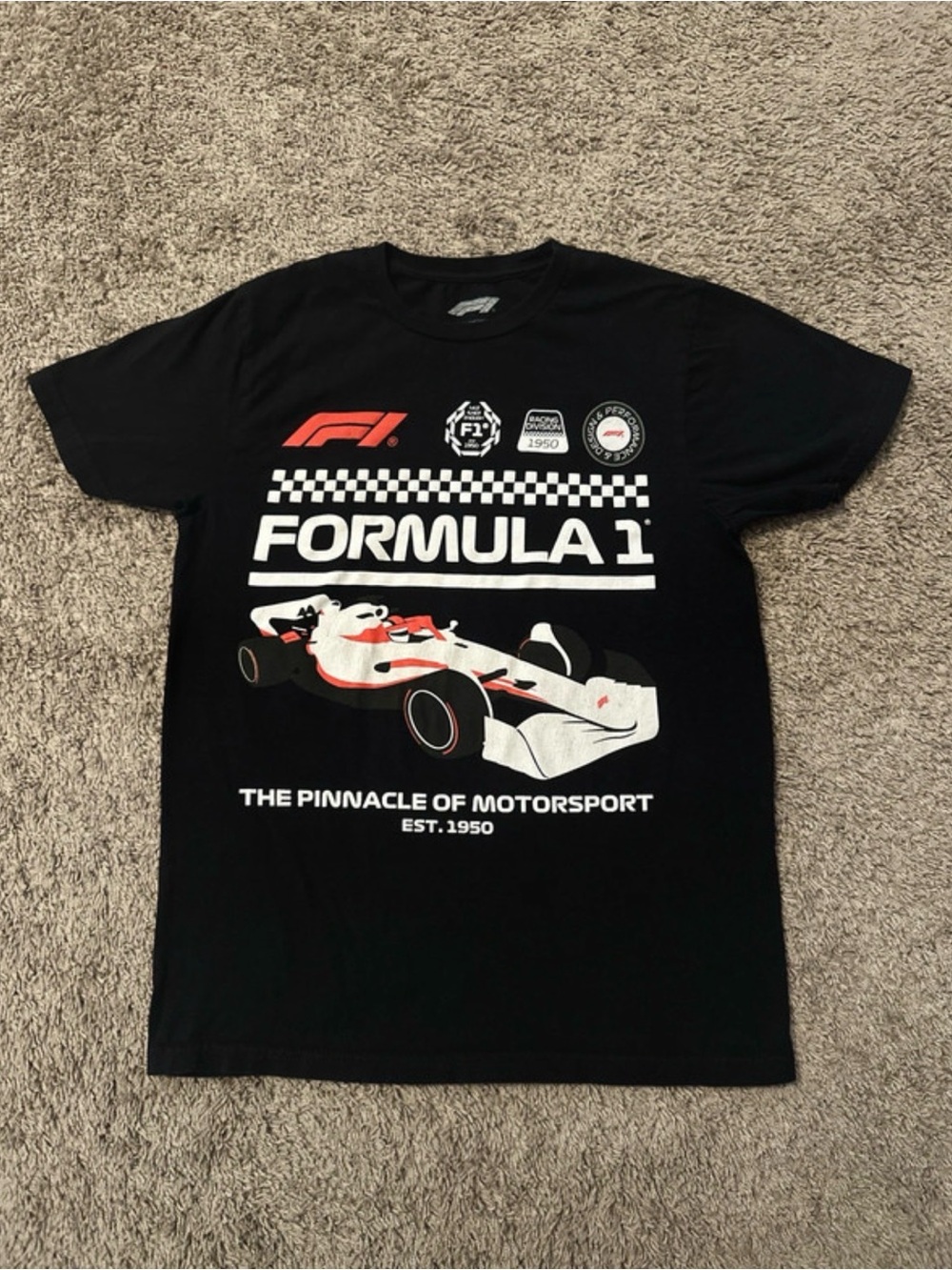 Formula 1 F1 Men’s Small Black Racing Graphic T-Shirt Hybrid Apparel